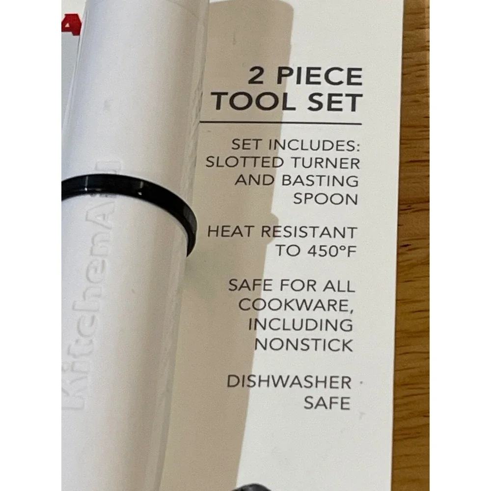 KITCHENAID White 2Pc. Slotted Turner & Basting Spoon Tool SET NEW WITH TAGS!